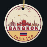 Bangkok Thailand City Skyline Emblem Keramisch Ornament<br><div class="desc">Bangkok minimalistisch,  kleurrijk kunstontwerp met monumenten en landmerken van de stad in Thailand.</div>
