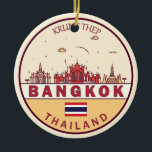 Bangkok Thailand City Skyline Emblem Keramisch Ornament<br><div class="desc">Bangkok minimalistisch,  kleurrijk kunstontwerp met monumenten en landmerken van de stad in Thailand.</div>