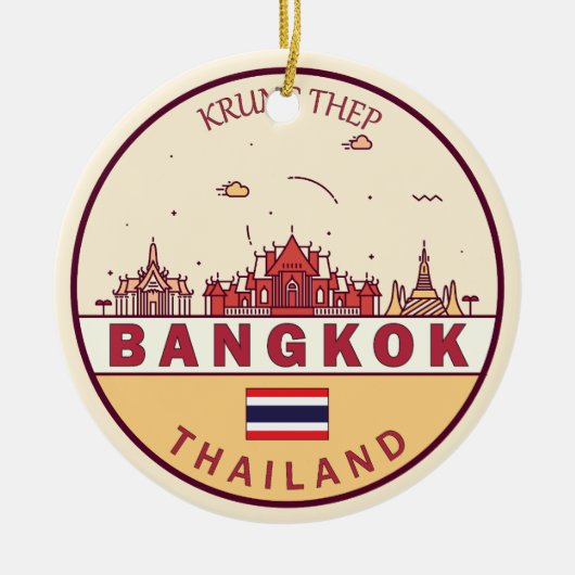 Bangkok Thailand City Skyline Emblem Keramisch Ornament (Voorkant)