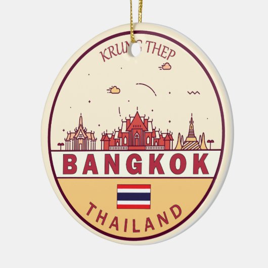 Bangkok Thailand City Skyline Emblem Keramisch Ornament (Links)