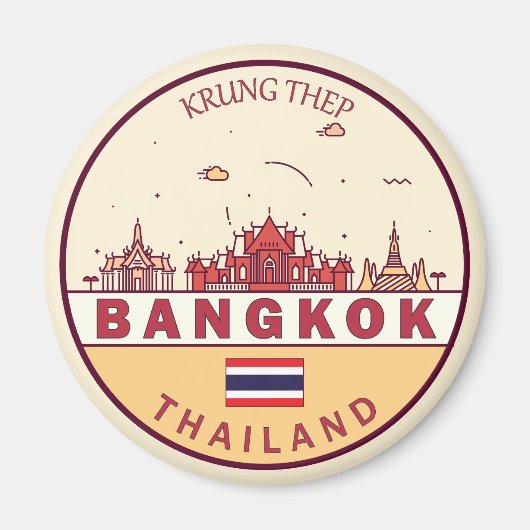 Bangkok Thailand City Skyline Emblem Magneet (Voorkant)