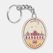 Bangkok Thailand City Skyline Emblem Sleutelhanger (Voorkant Links)