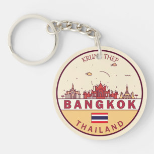 Bangkok Thailand City Skyline Emblem Sleutelhanger