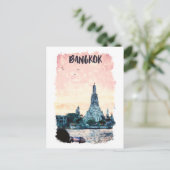 Bangkok Thailand City Sunset Waterverf Briefkaart (Staand voorkant)