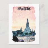 Bangkok Thailand City Sunset Waterverf Briefkaart (Voorkant)