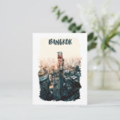 Bangkok Thailand Cityscape Waterverf Briefkaart (Staand voorkant)