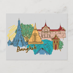Bangkok, Thailand Famous City Travel Briefkaart