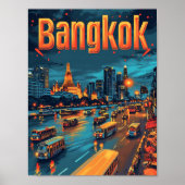 Bangkok Thailand  Kunst Reizen Illustratie Poster (Voorkant)