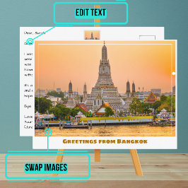 Bangkok Thailand met Wat Arun tempel bij zonsonder Briefkaart