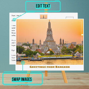 Bangkok Thailand met Wat Arun tempel bij zonsonder Briefkaart
