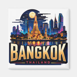 Bangkok Thailand Nacht Silhouette Reis Souvenir Magneet