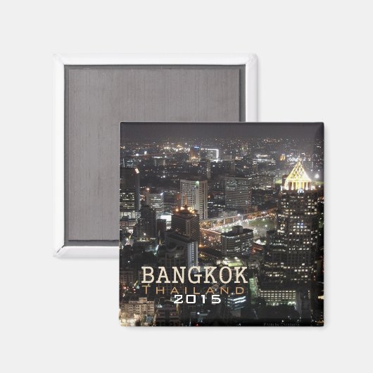 Bangkok Thailand Nighttime Travel Souvenir Magnet (Voorkant / Achterkant)