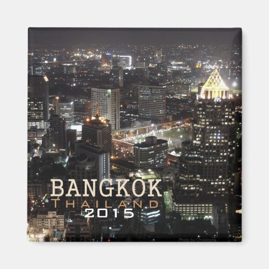 Bangkok Thailand Nighttime Travel Souvenir Magnet (Voorkant)