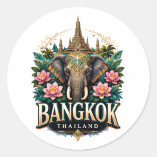 Bangkok Thailand Olifant Reis Souvenir Ronde Sticker