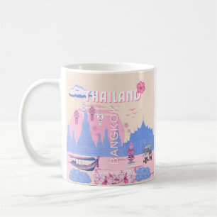Bangkok Thailand Pastel Reis Blue Roze Poster Koffiemok