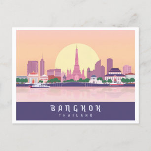 Bangkok Thailand Pastel Travel Design Briefkaart