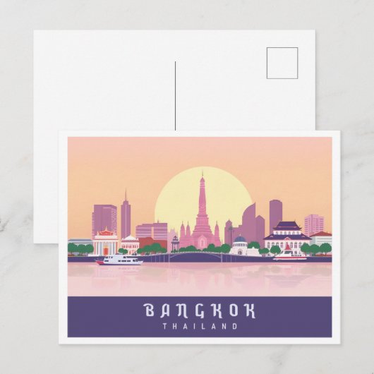 Bangkok Thailand Pastel Travel Design Briefkaart (Voorkant / Achterkant)