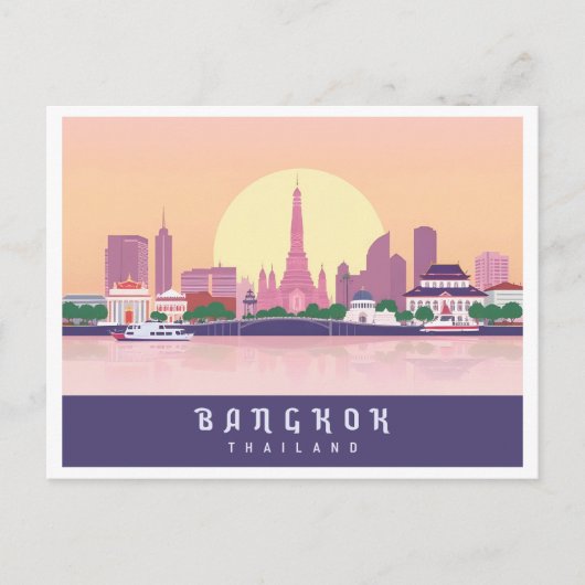 Bangkok Thailand Pastel Travel Design Briefkaart (Voorkant)