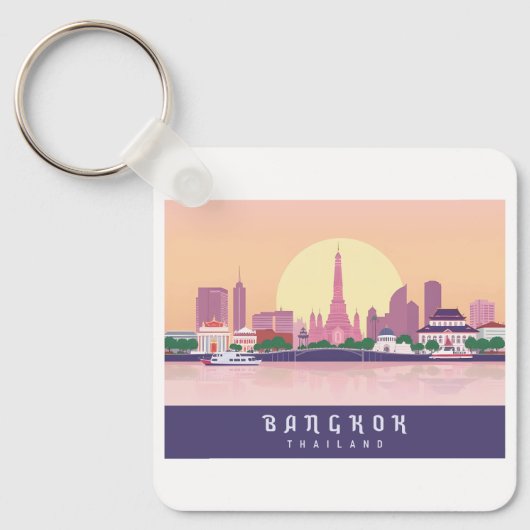 Bangkok Thailand Pastel Travel Design Sleutelhanger (Voorkant)