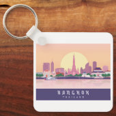 Bangkok Thailand Pastel Travel Design Sleutelhanger (Voorkant)