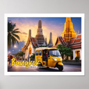 Bangkok Thailand Pop Art Reisillustratie Poster