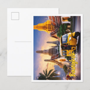 Bangkok Thailand Pop Art Travel Illustratie Briefkaart