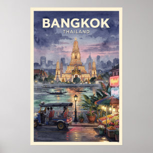 Bangkok Thailand Reis in Retro Stijl Poster