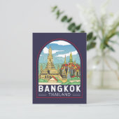Bangkok Thailand Reizen Retro Embleem Briefkaart (Staand voorkant)