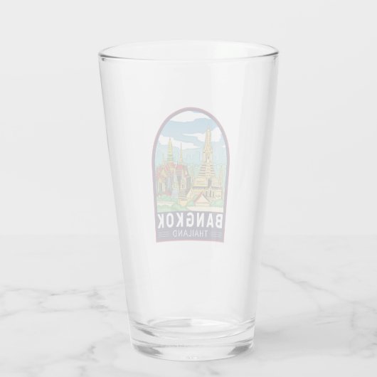 Bangkok Thailand Reizen Retro Embleem Glas (Achterkant)