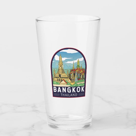 Bangkok Thailand Reizen Retro Embleem Glas (Voorkant)
