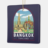 Bangkok Thailand Reizen Retro Embleem Keramisch Ornament (Links)
