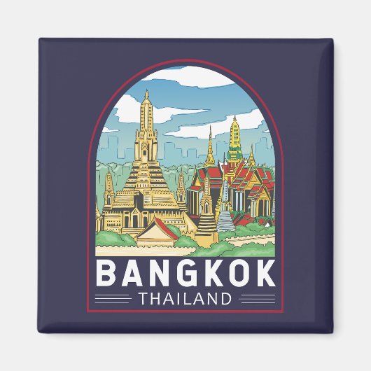 Bangkok Thailand Reizen Retro Embleem Magneet (Voorkant)