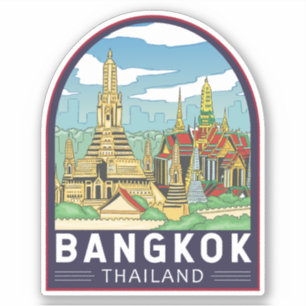 Bangkok Thailand Reizen Retro Embleem Sticker