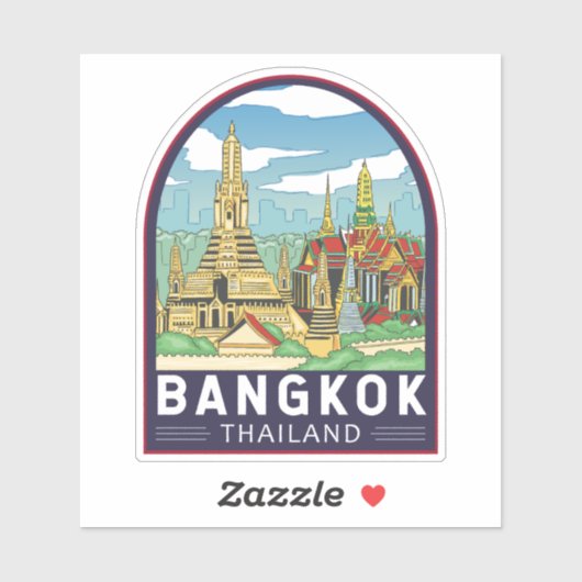 Bangkok Thailand Reizen Retro Embleem Sticker (Vel)