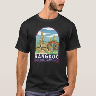 Bangkok Thailand Reizen Retro Embleem T-shirt