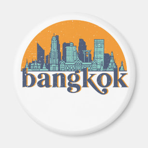 Bangkok Thailand Retro City Skyline Cityscape Art Magneet
