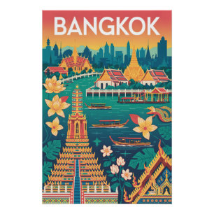 Bangkok Thailand Retro Reisposter Kunst Perfect Poster