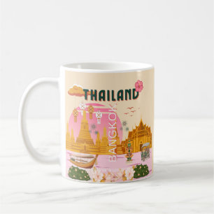 Bangkok Thailand Retro Vintage Reisposter Koffiemok