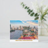 Bangkok Thailand River en Skyline Modern Briefkaart (Staand voorkant)