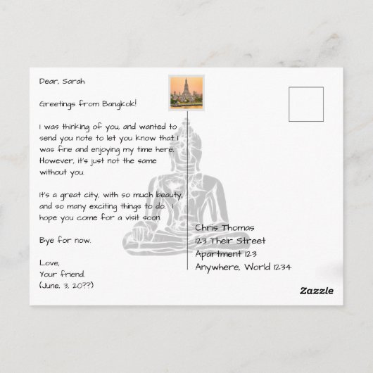 Bangkok Thailand River en Skyline Modern Briefkaart (Achterkant)