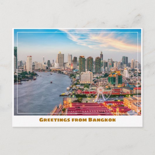 Bangkok Thailand River en Skyline Modern Briefkaart (Voorkant)