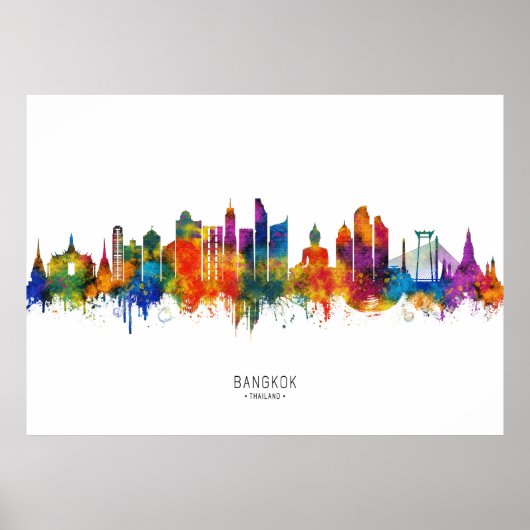 Bangkok Thailand Silhouet Poster (Voorkant)