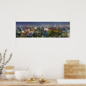 Bangkok Thailand Skyline bij Night Panorama Poster (Keuken)