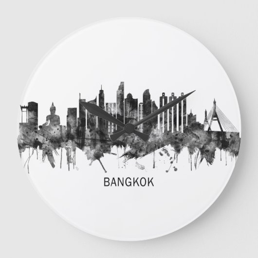 Bangkok Thailand Skyline BW Grote Klok (Voorkant)
