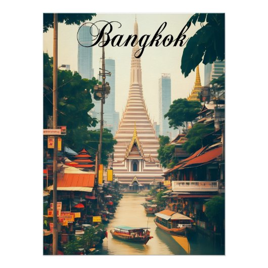 Bangkok Thailand Tempel Reisposter Perfect Poster (Voorkant)