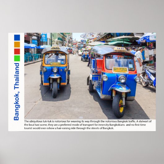 Bangkok, Thailand Tuk-Tuks Poster (Voorkant)