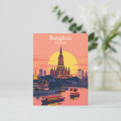 Bangkok, Thailand Vibrant Vintage Travel Briefkaart (Staand voorkant)