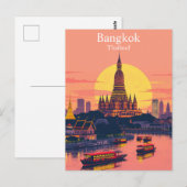Bangkok, Thailand Vibrant Vintage Travel Briefkaart (Voorkant / Achterkant)