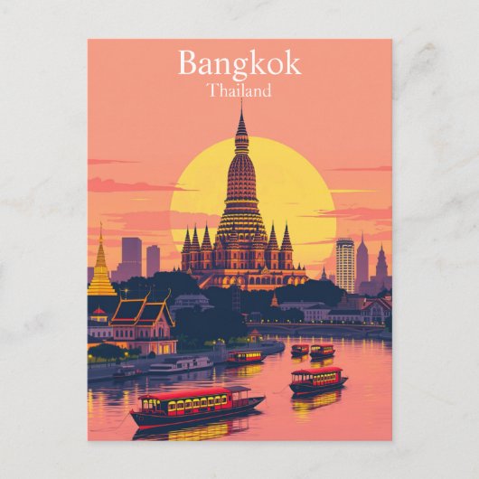 Bangkok, Thailand Vibrant Vintage Travel Briefkaart (Voorkant)