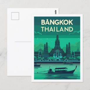 Bangkok Thailand Vintage Beroemde reisplaats Briefkaart